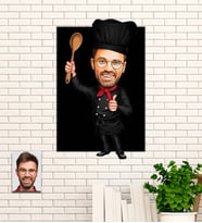 Kişiye Özel Hediye  Master Chef Karikatürlü Uv Baskılı Ahşap Tablo