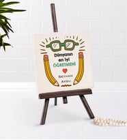 BK Gift Kişiye Özel Dünyanın En iyi Öğretmeni Şovaleli Doğal Taş-22 (Beyaz)