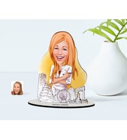 BK Gift Kişiye Özel Kadın Mimar Karikatürlü Ahşap Biblo Model-1 (Beyaz)
