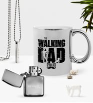 BK Gift Kişiye Özel The Walking Dad Krom Kupa Benzinli Çakmak Kolye Seti-2 (Model 1)
