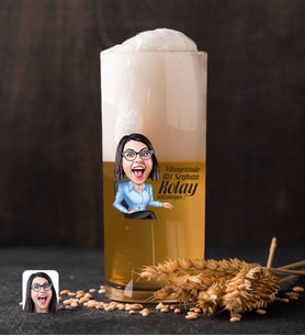 BK Gift Kişiye Özel Kadın Kolay Yetişmiyor Karikatürlü Renkli Baskılı Hiball Bira Bardağı-2 (Beyaz)