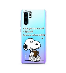 Snoopy Tasarımlı Süper Şeffaf Silikon Telefon Kılıfı Huawei P30 Pro