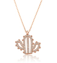 Papatya Silver Kaktüs Kolye Nano Zikon Taşlı Rose Gold Kaplama 925 Ayar Gümüş