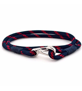 KIRMIZI LACİVERT PARACORD METAL KANCA ERKEK BİLEKLİK BT549
