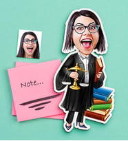 BK Gift Kişiye Özel Bayan Avukat Karikatürlü Ahşap Magnet-2 (Çok Renkli)
