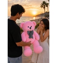 Özgüner 80-90 cm Rengarenk Papyonlu Ayıcık %100 yerli (Pembe)