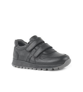 Hakiki Deri Siyah Cırtlı Spor Çocuk Ayakkabı Sneaker
