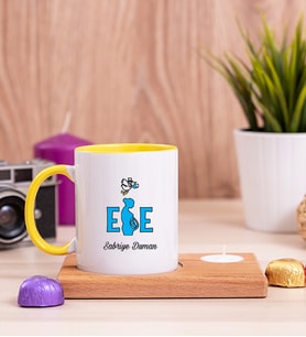 Ebe Ahşap Altlıklı Mumlu Sarı Kupa Bardak