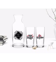 BK Gift Kişiye Özel Renkli Baskılı Selvi Boylum Al Yazmalım Tasarımlı İkili Rakı Bardağı ve Karaf Hediye Seti-3 (Model 1)