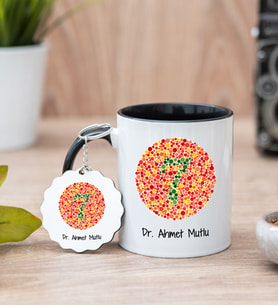 Göz Doktoru Siyah Kupa Bardak Ve Anahtarlık Set