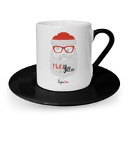 BK Gift Kişiye Özel Noel Baba Mutlu Yıllar Siyah Türk Kahvesi Fincanı  3