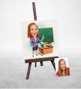 BK Gift Kişiye Özel Öğretmen Karikatür Şovaleli Doğal Taş  1