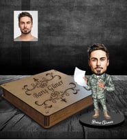 Kişiye Özel Asker Karikatürlü Ahşap Biblo Kutulu Bay-3
