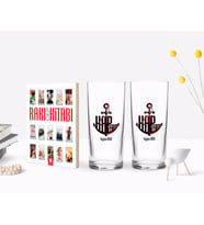 BK Gift Kişiye Özel Renkli Baskılı Kaptan Tasarımlı İkili Rakı Bardağı ve Rakı Cep Kitabı Hediye Seti-3 (Model 1)