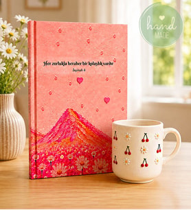 Ayet Özel Tasarım Defter & El Yapımı Kirazlı Kupa