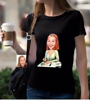BK Gift Kişiye Özel Bayan Grafik Tasarımcı Karikatürlü Siyah T-Shirt
