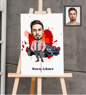 Kişiye Özel İş Adamı Karikatürlü  Ahşap Tablo 30x47 Bay-11