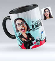 BK Gift Kişiye Özel Bayan Muhasebeci Karikatürlü Siyah Kupa Bardak  2