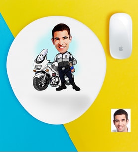 BK Gift Kişiye Özel Bay Yunus Polis Karikatürlü Bilek Destekli Mouse Pad (Beyaz)