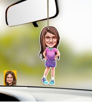 BK Gift Kişiye Özel Kız Çocuk Karikatürlü Ahşap Araba Dikiz Ayna Süsü-3 (Çok Renkli)
