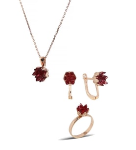 Lotus Çiçeği Gümüş Set İnlove Gümüş Set Takım (Rose)