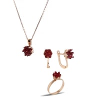 Lotus Çiçeği Gümüş Set İnlove Gümüş Set Takım (Rose)