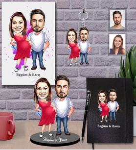 Kişiye Özel Sevgili Karikatürlü 5 li Hediye Seti  Model 14