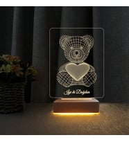Doğum Günü Hediyesi İyiki Doğdun Yazılı Ayıcık 3d Gece Lambası (Sarı)