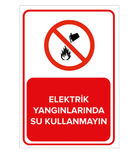 MIGNATIS - Elektrik Yangınlarında Su Kullanmayın Levhası - Sac Malzeme 35x50cm
