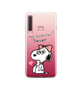 Snoopy Tasarımlı Süper Şeffaf Silikon Telefon Kılıfı Samsung A9 (2018)  