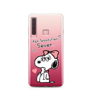 Snoopy Tasarımlı Süper Şeffaf Silikon Telefon Kılıfı Samsung A9 (2018)  