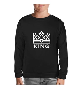 King and Queen - King Siyah Çocuk Sweatshirt