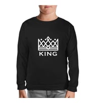 King and Queen - King Siyah Çocuk Sweatshirt