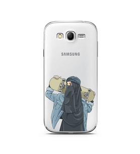 Kaykay Kız Tasarım Süper Şeffaf Silikon Telefon Kılıfı Samsung Grand Neo