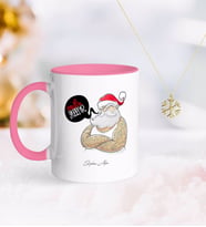 BK Gift Kişiye Özel Noel Baba Pembe Kupa ve Kar Tanesi Kolye-4 (Model 1)