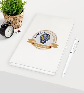 BK Gift Kişiye Özel Komiser Yardımcısı Temalı Beyaz Defter Kalem Seti - 1