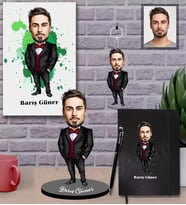 Kişiye Özel Patron Karikatürlü 5 li Hediye Seti Bay-24