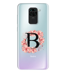 Pembe Çiçekli Harf Tasarım Süper Şeffaf Silikon Telefon Kılıfı Xiomai Redmi Note