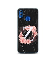 Mermer Çiçekli Harf Tasarım Süper Şeffaf Silikon Telefon Kılıfı Huawei Honor 10 