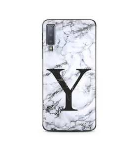 Samsung A7 (2018) Beyaz Mermer Harf Tasarımlı Telefon Kılıfı Y-Harfi 