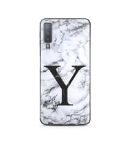 Samsung A7 (2018) Beyaz Mermer Harf Tasarımlı Telefon Kılıfı Y-Harfi 