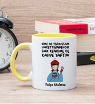 Bak Kendime De Kahve Yaptım Sarı Kupa Bardak