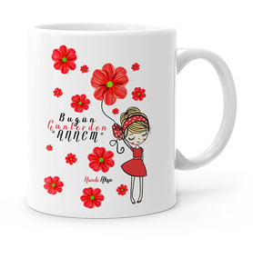 BK Gift Kişiye Özel Bugün Günlerden Annem Beyaz Kupa Bardak  2