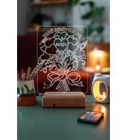 Sevgililer Günü Özel 3D Aşk Çiçek Masaüstü Led Lamba