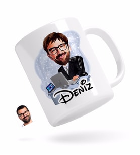 BK Gift Kişiye Özel Erkek Genel Müdür Karikatürlü Beyaz Kupa Bardak-1
