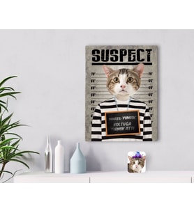 BK Gift Kişiye Özel Şüpheli Kedi Tasarımlı Kanvas Tablo 30x50cm