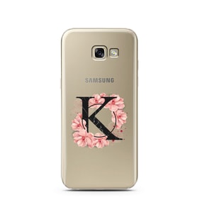 Pembe Çiçekli Harf Tasarım Süper Şeffaf Silikon Telefon Kılıfı Samsung A5 (2017)