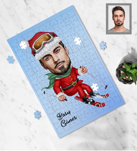 Kişiye Özel Yılbaşı Erkek Karikatürlü 240 Parça Puzzle Model-12