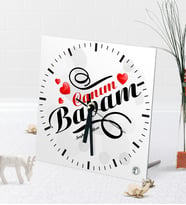 BK Gift Kişiye Özel Canım Babam Masaüstü Kare Cam Saat-7 (Beyaz)