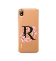 Pembe Çiçekli Harf Tasarım Süper Şeffaf Silikon Telefon Kılıfı Huawei Y5 2019 R-